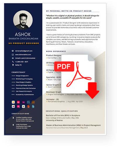 Ashok - UX Product Designer Resume